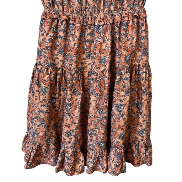 Current Air Los Angeles Floral Pleated Ruffled V Neck Cottagecore Mini Dress - Picture 15 of 16